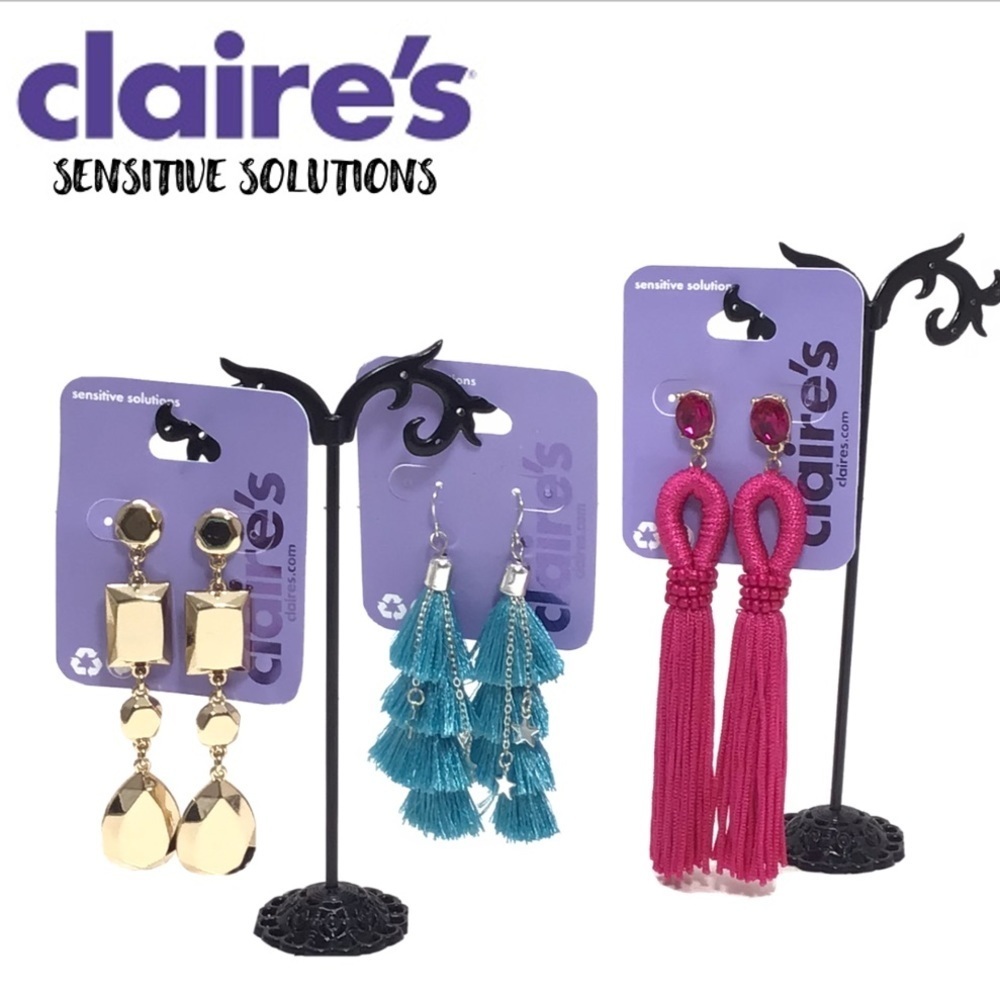 (3) Claire’s Boho Tassel Retro Dangle Earrings- L1